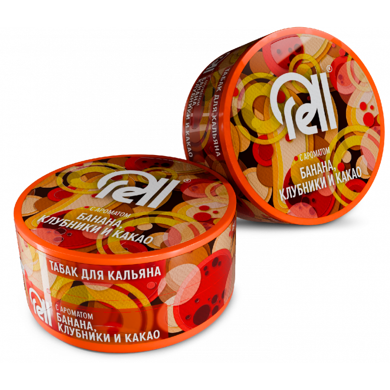 Фото и внешний вид — Табак для кальяна RELL с ароматом Банана, клубники и какао (25г.)