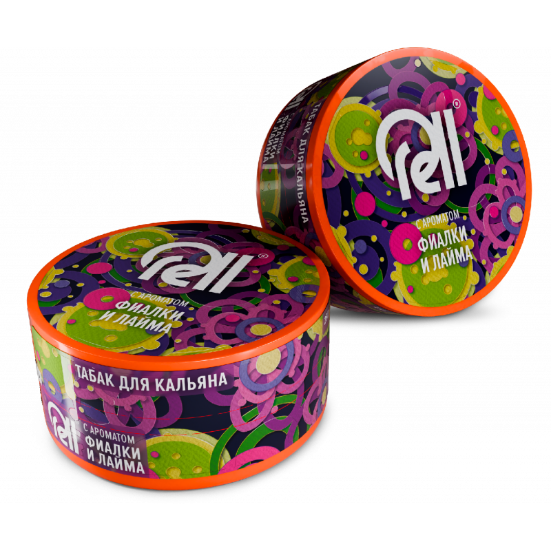 Фото и внешний вид — Табак для кальяна RELL с ароматом Фиалки и лайма (25г.)