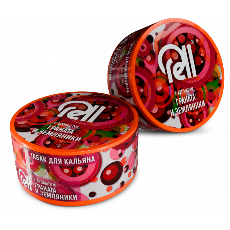 Фото и внешний вид — Табак для кальяна RELL с ароматом Граната и земляники (25г.)
