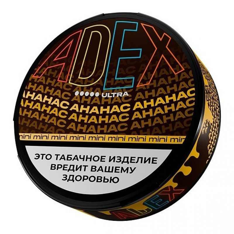 Фото и внешний вид — Табак жевательный Adex Ultra Mini Ананас (мята, ментол, табак) 7 гр (25 п)