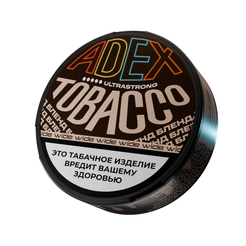 Фото и внешний вид — Табак жевательный Adex Ultrastrong Wide Бленд 12 гр (24 п)