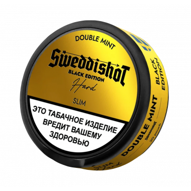 Табак жевательный Sweddishot Slim Black Edition Duble Mint (двойная мята) 10 гр (20 п)