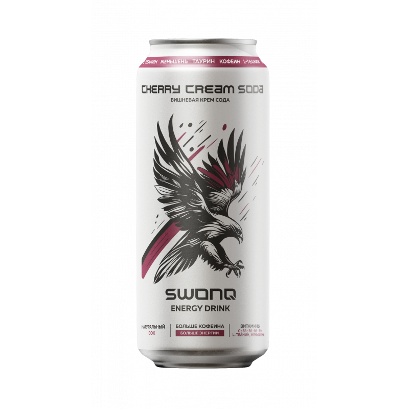 Фото и внешний вид — SWONQ Energy Cherry Cream Soda 450мл