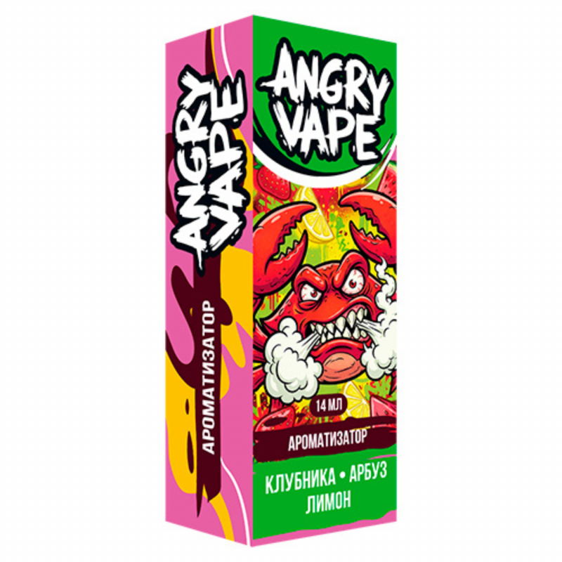 Фото и внешний вид — Ароматизатор Angry Vape - Клубника Арбуз Лимон 14 мл