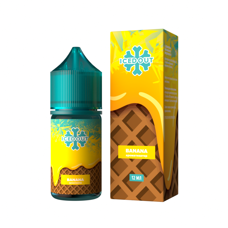 Фото и внешний вид — Ароматизатор Glitch Sauce ICED OUT - Banana ( Банановое мороженое ) 12 мл