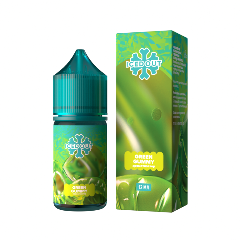 Фото и внешний вид — Ароматизатор Glitch Sauce ICED OUT - Green Gummy ( Мармеладные червячки со вкусом яблока ) 12