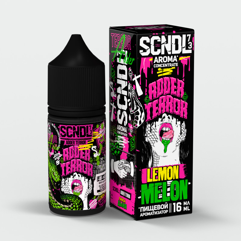 Фото и внешний вид — Ароматизатор пищевой SCNDL Adder Terror - Лимон Дыня 16мл