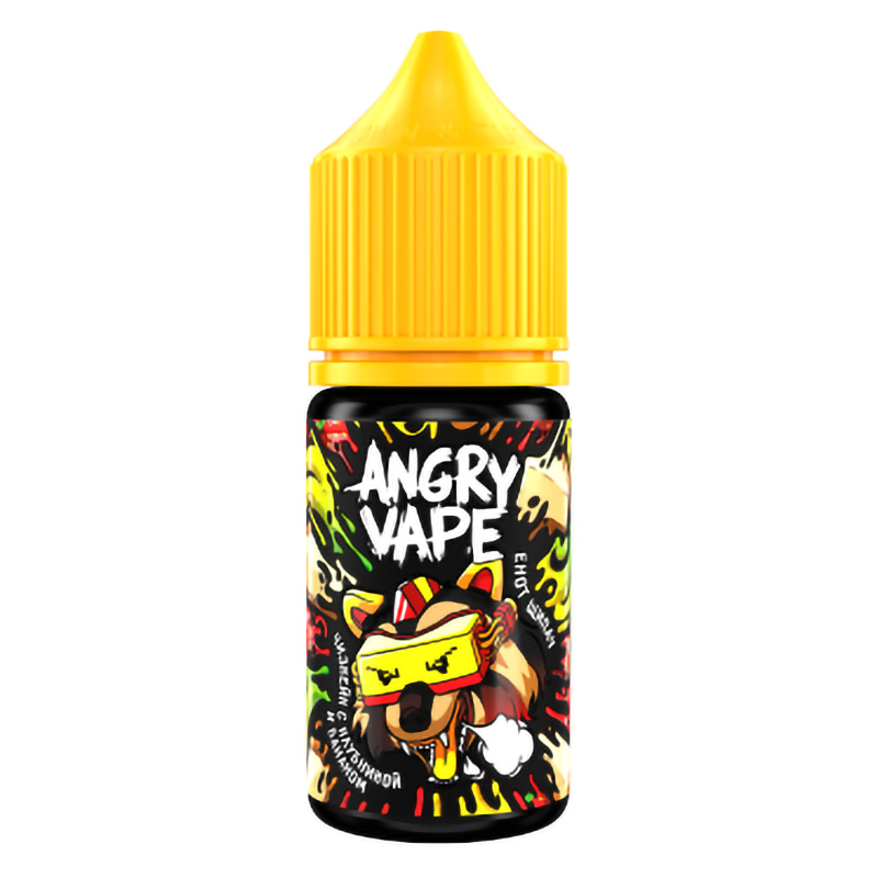 Фото и внешний вид — Angry Vape SALT 30ml - Енот Щипач (Чизкейк с клубникой и бананом) N