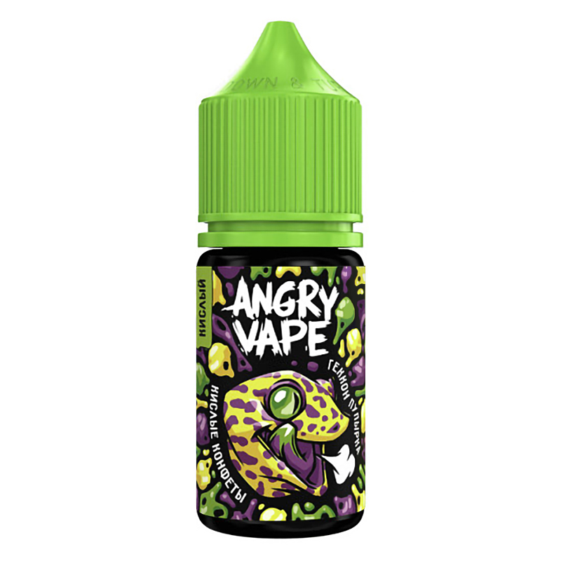 Фото и внешний вид — Angry Vape SALT 30ml - Геккон Пупырка (Кислые конфеты) N
