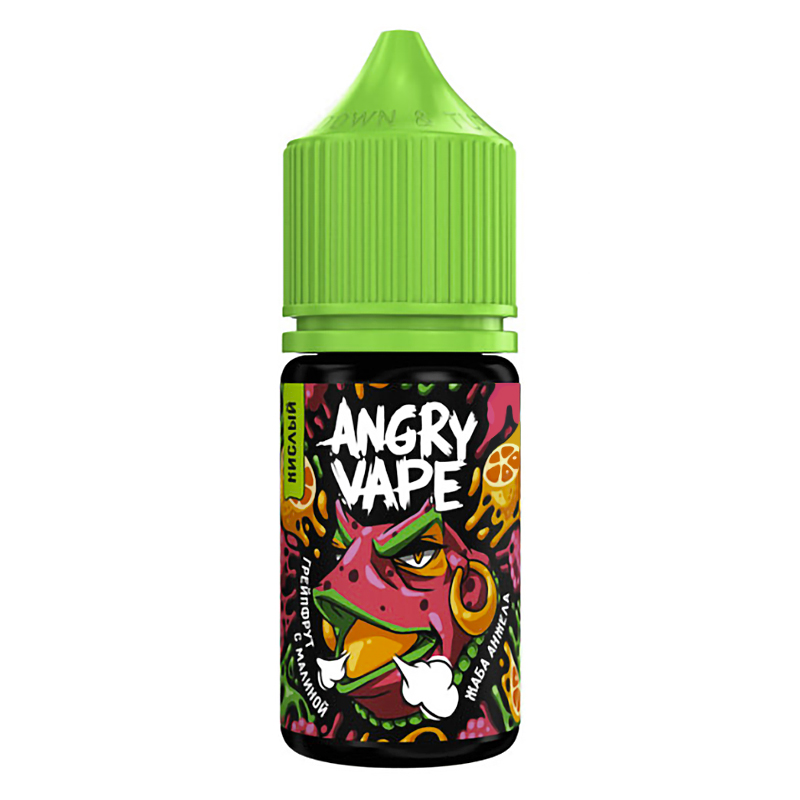Фото и внешний вид — Angry Vape SALT 30ml - Жаба Анжела (Грейпфрут с Малиной) N