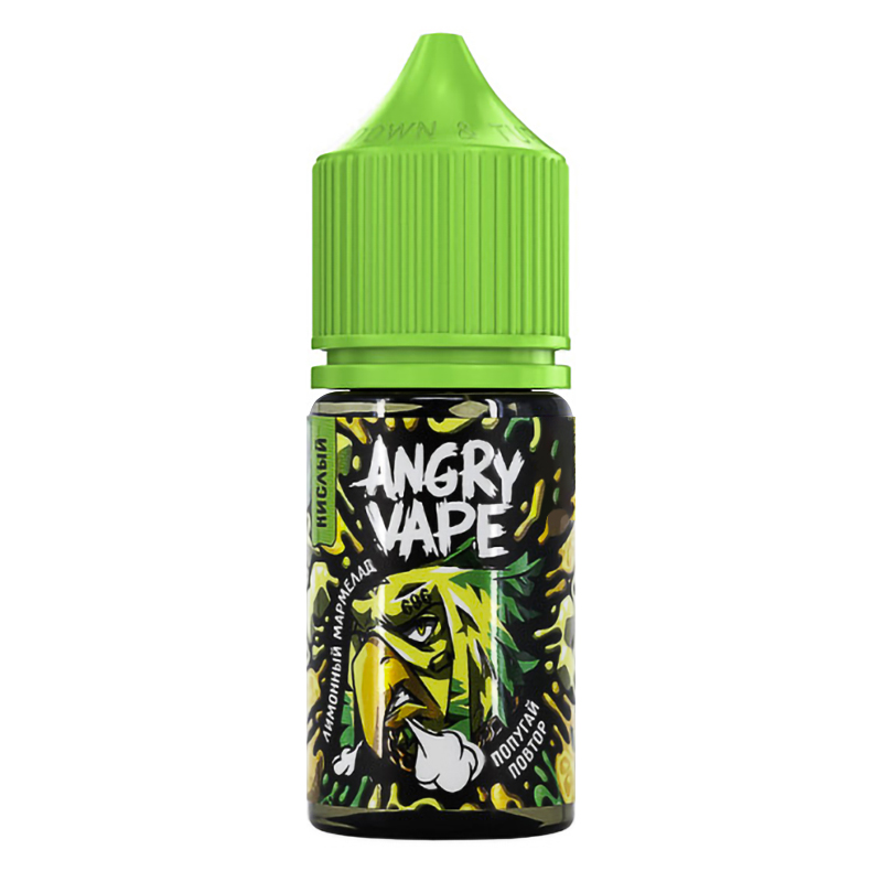 Фото и внешний вид — Angry Vape SALT 30ml - Попугай Повтор (Лимонный Мармелад) N