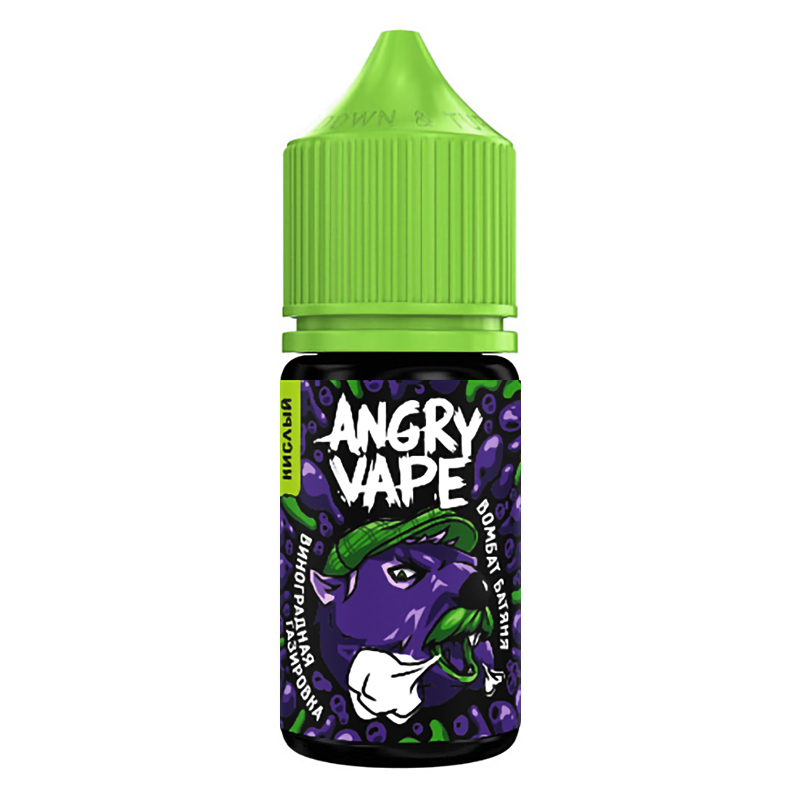 Фото и внешний вид — Angry Vape SALT 30ml - Вомбат Батяня (Виноградная газировка) N