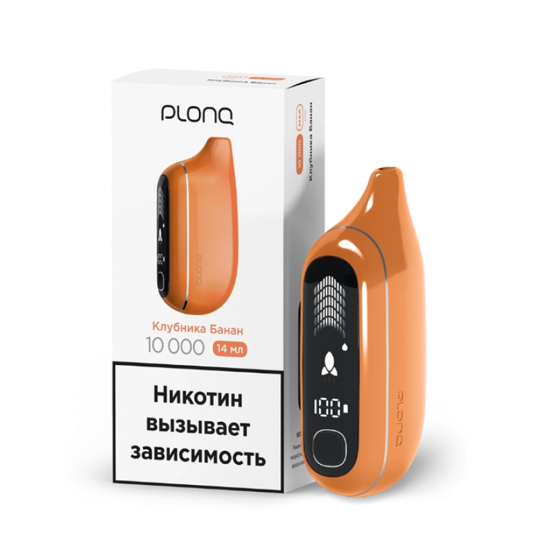 Фото и внешний вид — ЭСДН Plonq MAX PRO вкус КЛУБНИКА БАНАН до 10000 затяжек