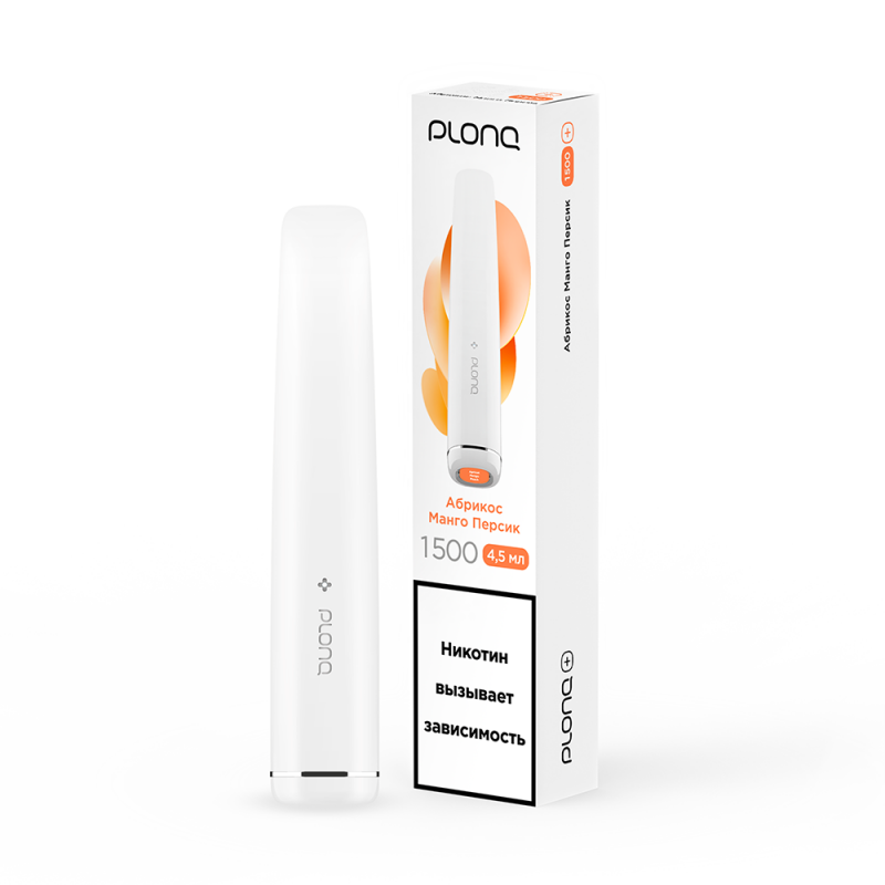 Фото и внешний вид — ЭСДН PLONQ PLUS ВКУС: АБРИКОС МАНГО ПЕРСИК до 1500 затяжек