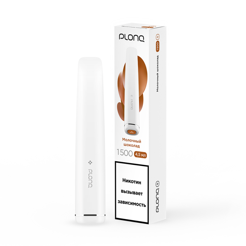 Фото и внешний вид — ЭСДН PLONQ PLUS ВКУС: МОЛОЧНЫЙ ШОКОЛАД до 1500 затяжек