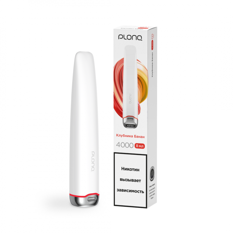 Фото и внешний вид — ЭСДН PLONQ PLUS PRO ВКУС: КЛУБНИКА БАНАН до 4000 затяжек